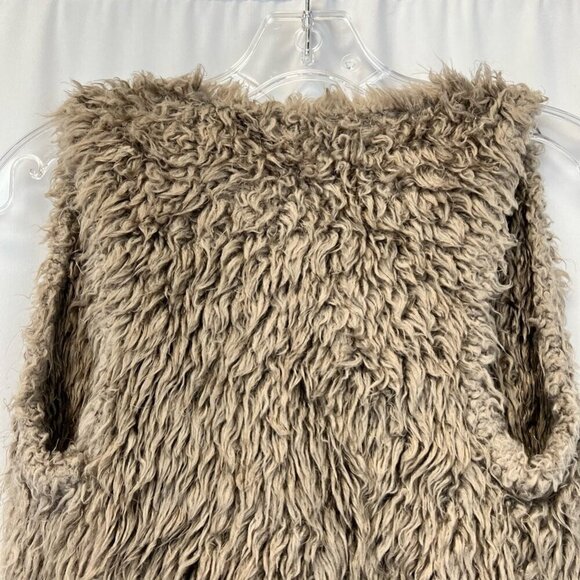 Kensie Womens Vest Brown Fur Asymmetric Hem Open Front Size XS - Picture 5 of 10